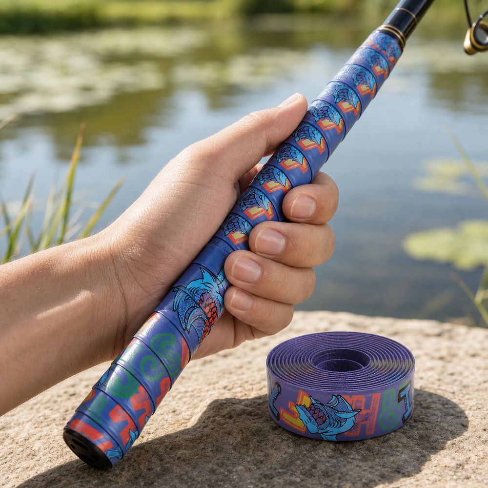 Fishing Rod Wrap Tape - PU Badminton-Schlägergriffband Rutschfestes Buntes Muster Griffumwicklung