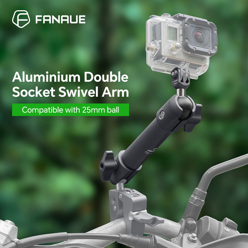 Rod Holder Fishing - FANAUE Motorrad-Telefonhalter, Kugelkopf, drehbare Zwei-Wege-Pleuelstange, 15